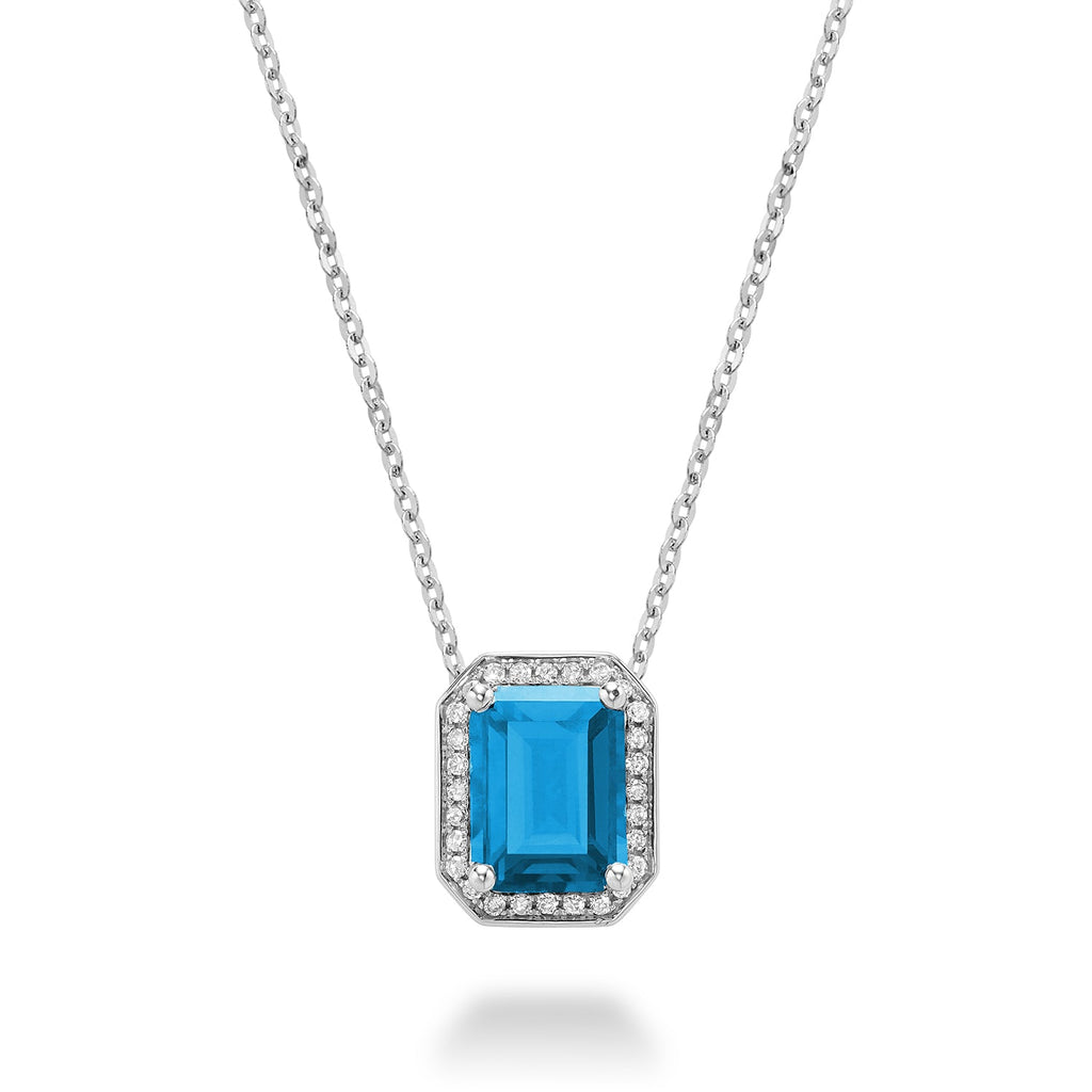 Gemstone & Diamond Emerald Cut Pendant