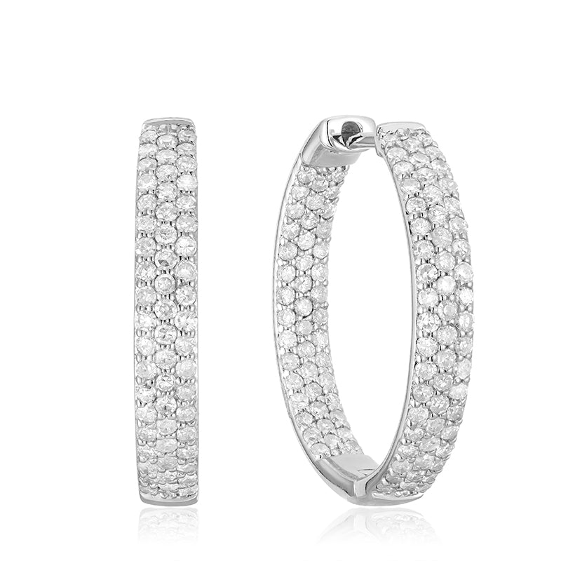 Pave Diamond Hoop Earrings