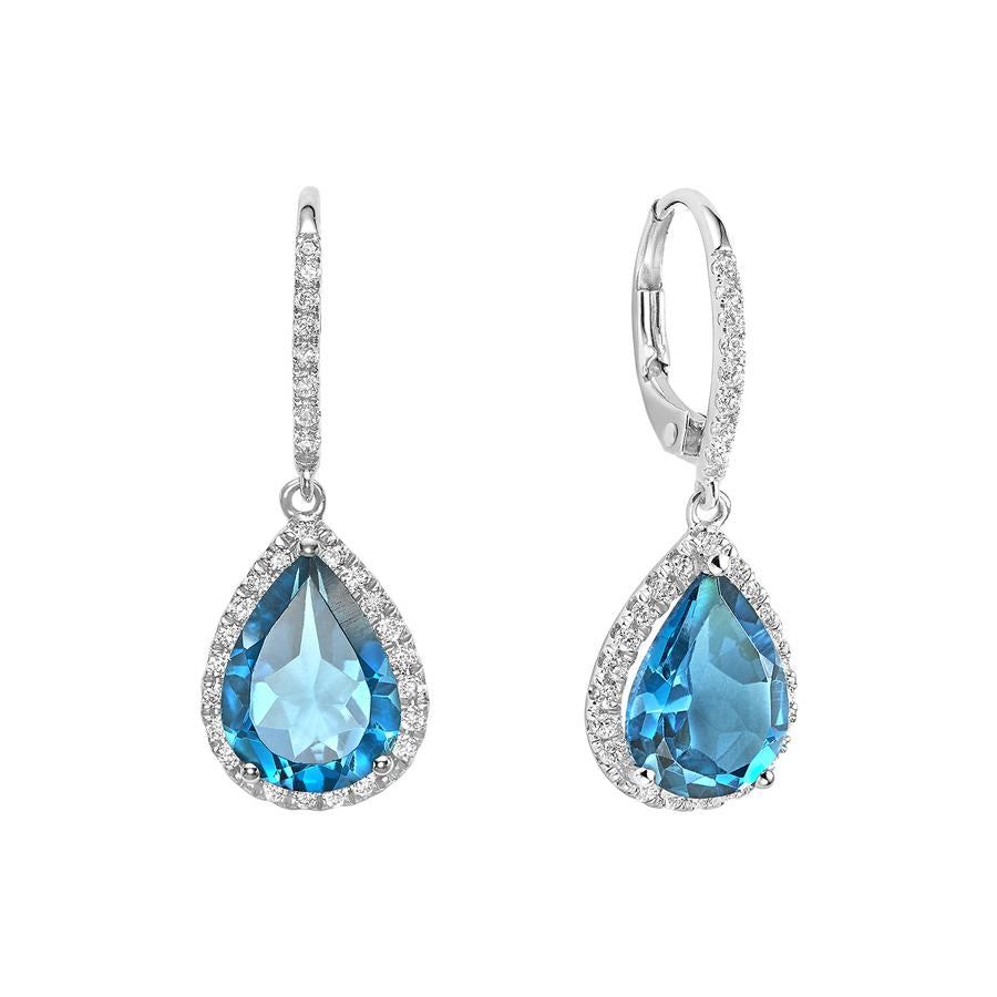 Teardrop Precious Stone & Diamond Dangle Earrings