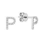 Diamond Initial Stud Earrings (Single)