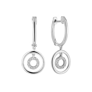 Double Circle Diamond Dangle Earrings