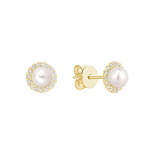 Freshwater Pearl & Diamond Earrings