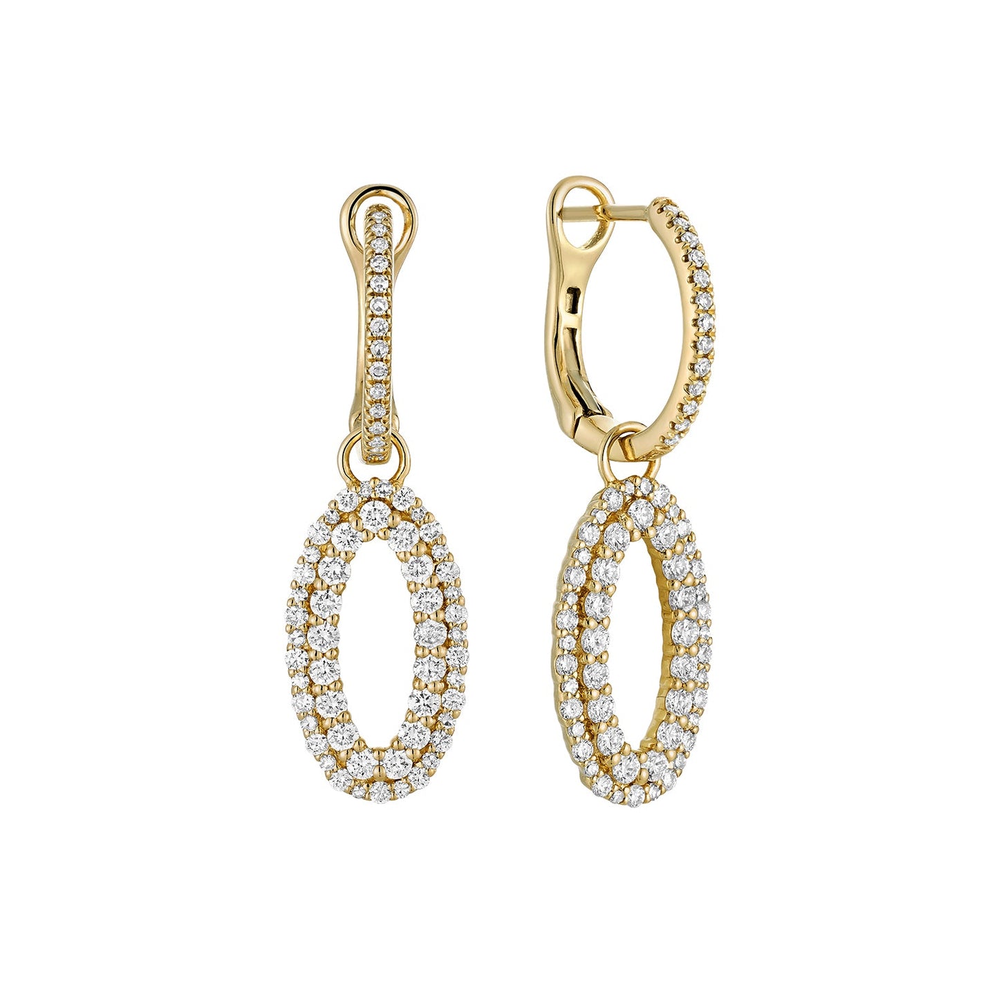 Diamond Hoop and Dangle Earrings
