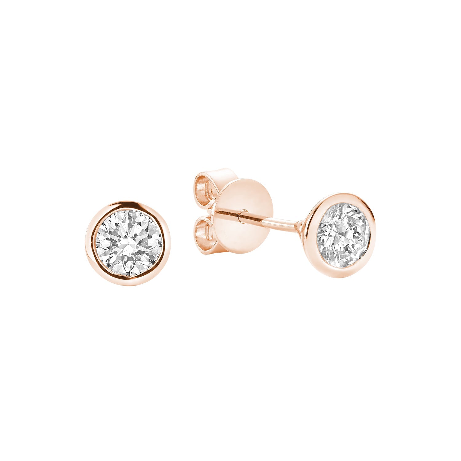 Bezel & Diamond Stud Earrings