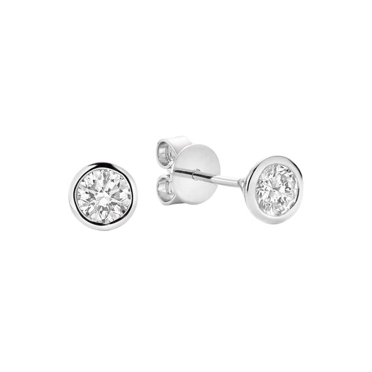 Bezel & Diamond Stud Earrings