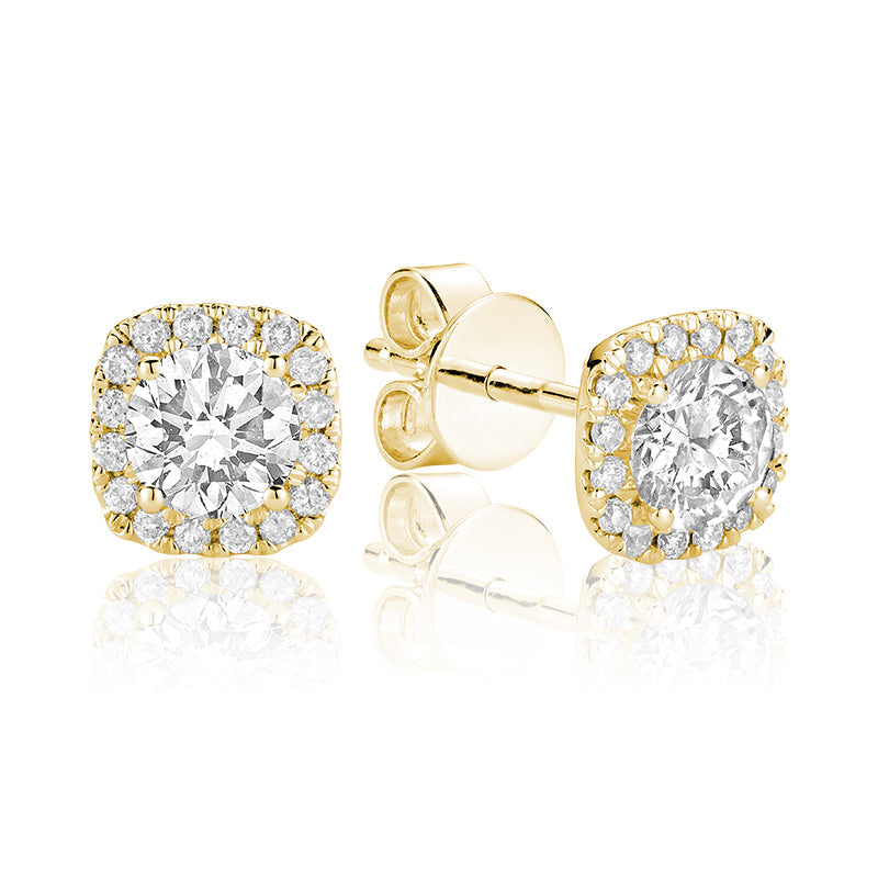 Cushion Mount Diamond Stud Earrings