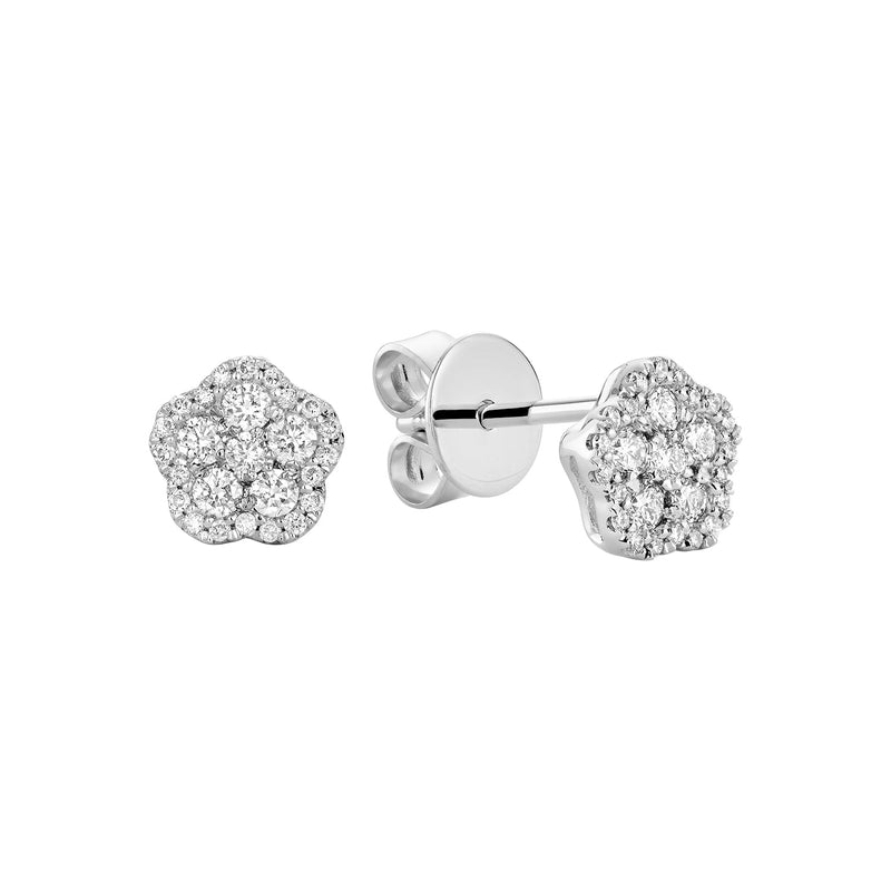 Hollow Flower Diamond Stud Earrings