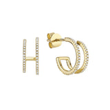 Mock Double Hoop Diamond Earrings