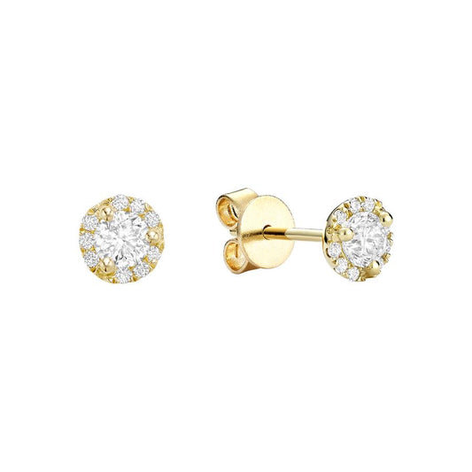 Martini Cup Diamond Halo Stud Earrings