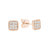 Pave Square Diamond Stud Earrings