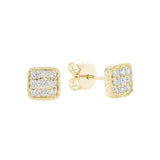 Square Milgrain Diamond Stud Earrings