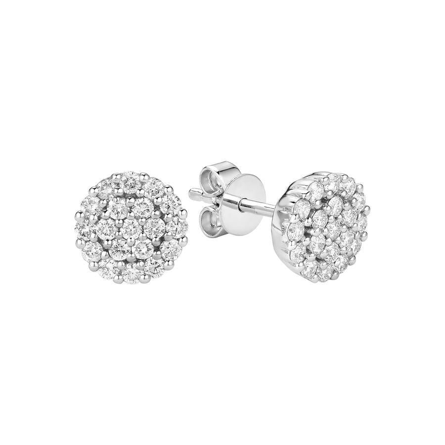 Round Pave Diamond Stud Earrings