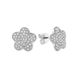 Flower Leaf Diamond Stud Earrings
