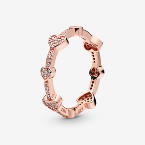 Pandora Pave Hearts Band Ring 187729CZ