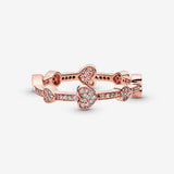 Pandora Pave Hearts Band Ring 187729CZ