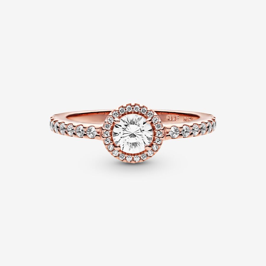 Classic Sparkle Halo Ring
