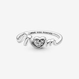 Mom Pav&eacute; Heart Ring