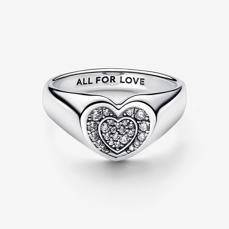Radiant Heart Pav&eacute; Signet Ring