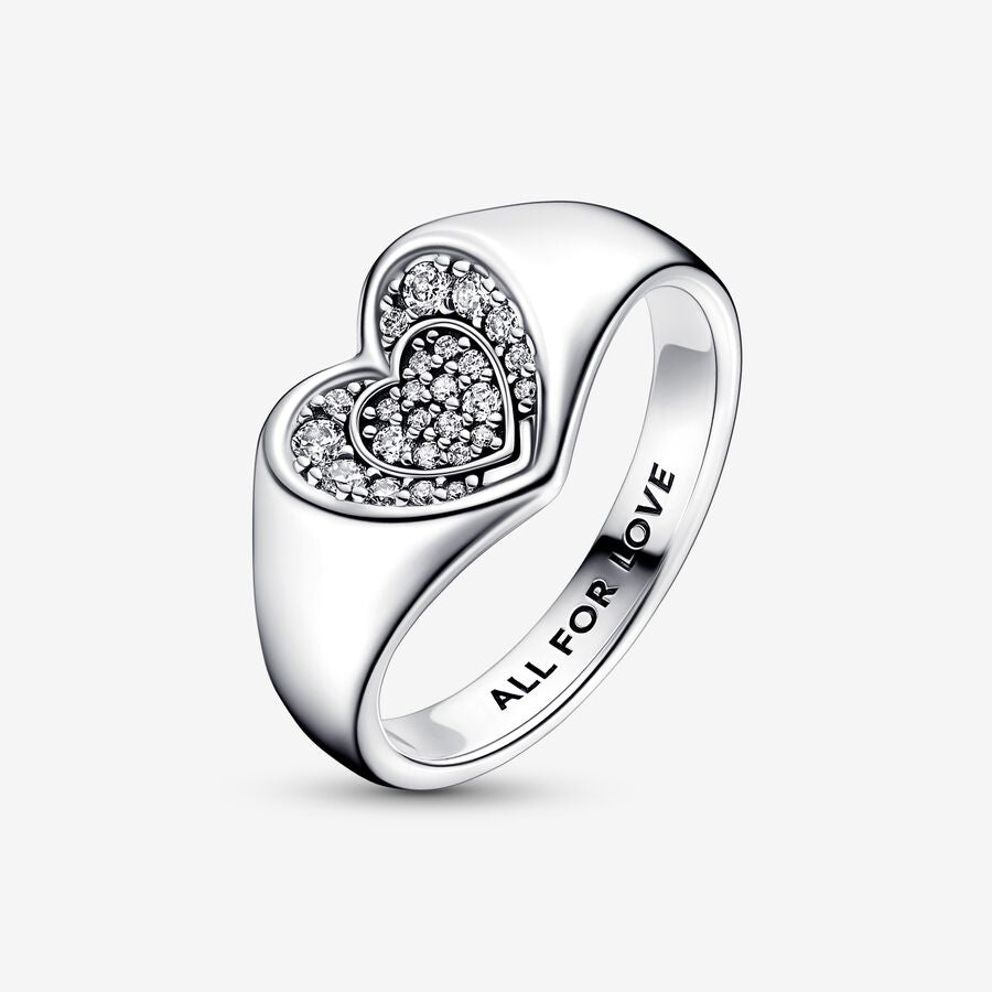 Radiant Heart Pav&eacute; Signet Ring
