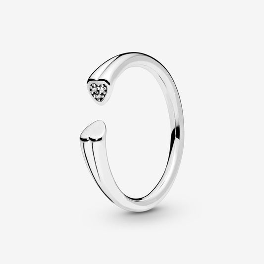 Pandora Polished Sparkling Hearts Open Ring 196572CZ