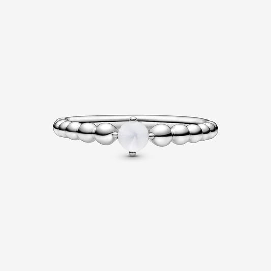 Pandora April Milky White Beaded Ring 198598C04