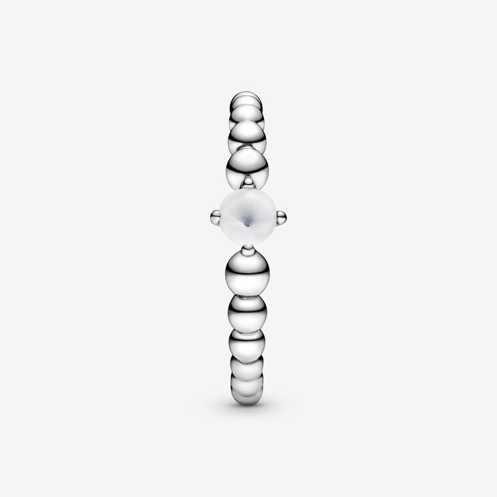 Pandora April Milky White Beaded Ring 198598C04