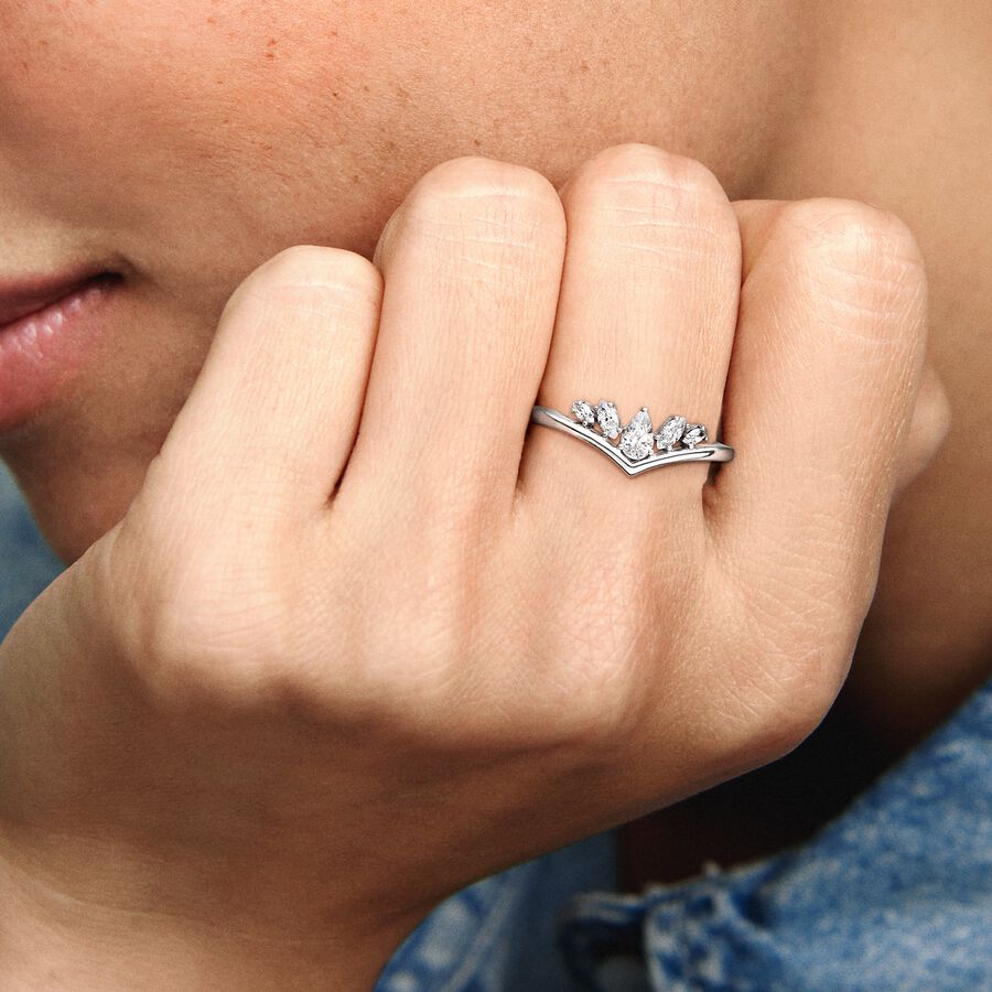 Sparkling Pear &amp; Marquise Wishbone Ring - FINAL SALE