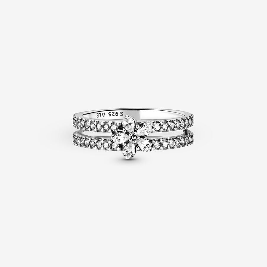 Sparkling Snowflake Double Ring - FINAL SALE