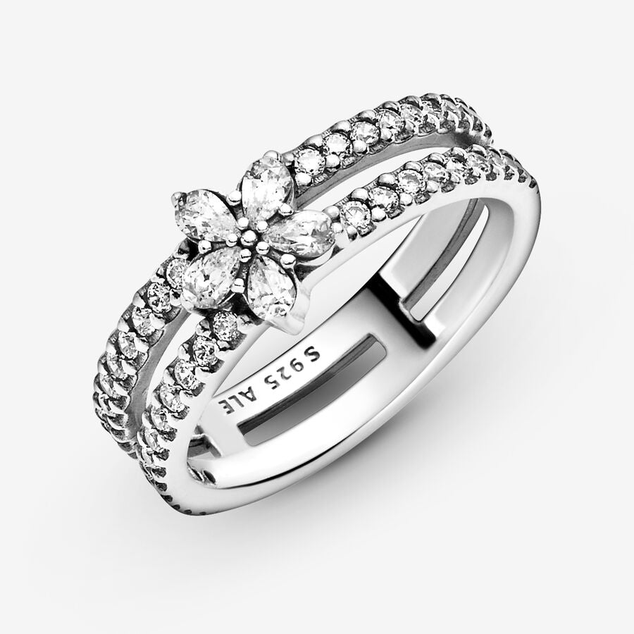 Sparkling Snowflake Double Ring - FINAL SALE