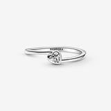 Clear Tilted Heart Solitaire Ring