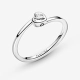 Clear Tilted Heart Solitaire Ring