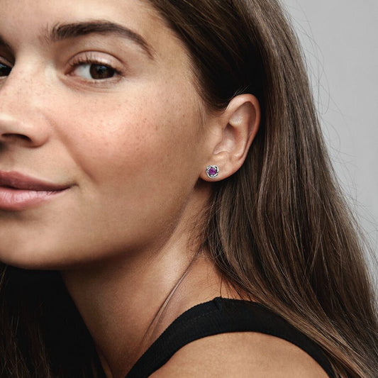 February Purple Eternity Circle Stud Earrings
