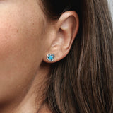 December Turquoise Blue Eternity Circle Stud Earrings
