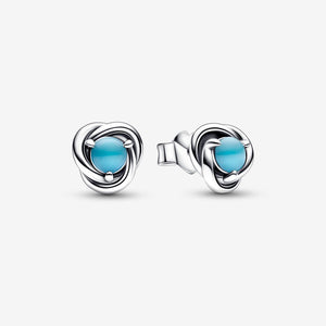 December Turquoise Blue Eternity Circle Stud Earrings