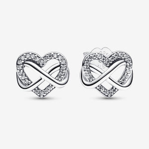 Sparkling Infinity Heart Stud Earrings