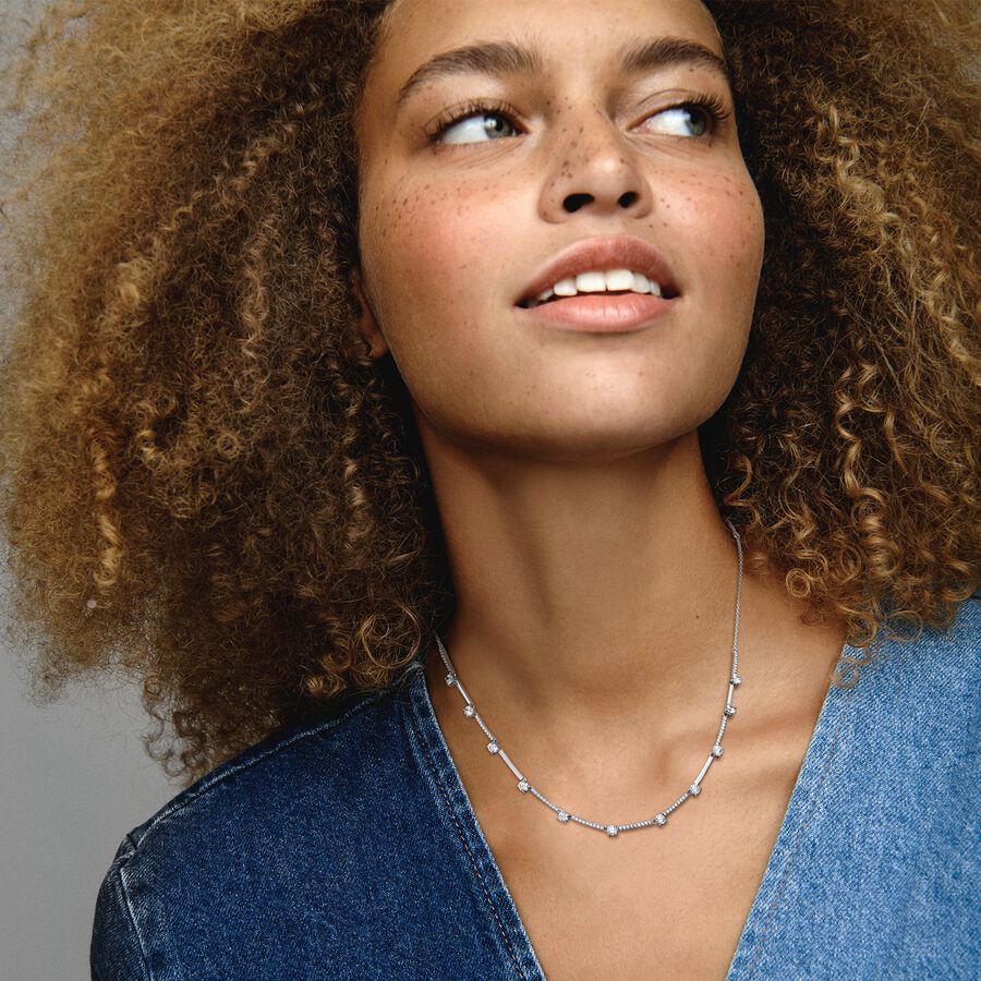 Sparkling Pav&eacute; Collier Bars Necklace