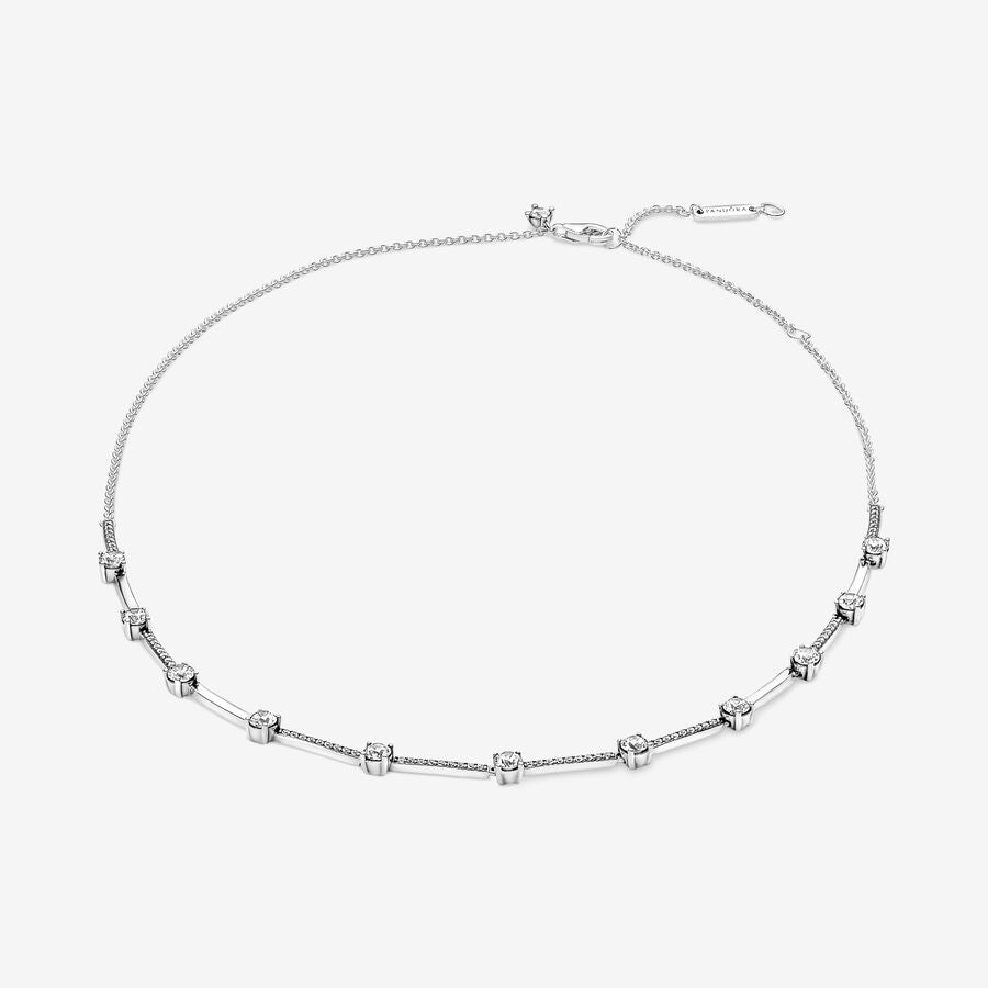 Sparkling Pav&eacute; Collier Bars Necklace