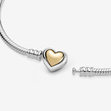 Domed Golden Heart Clasp Snake Chain Bracelet