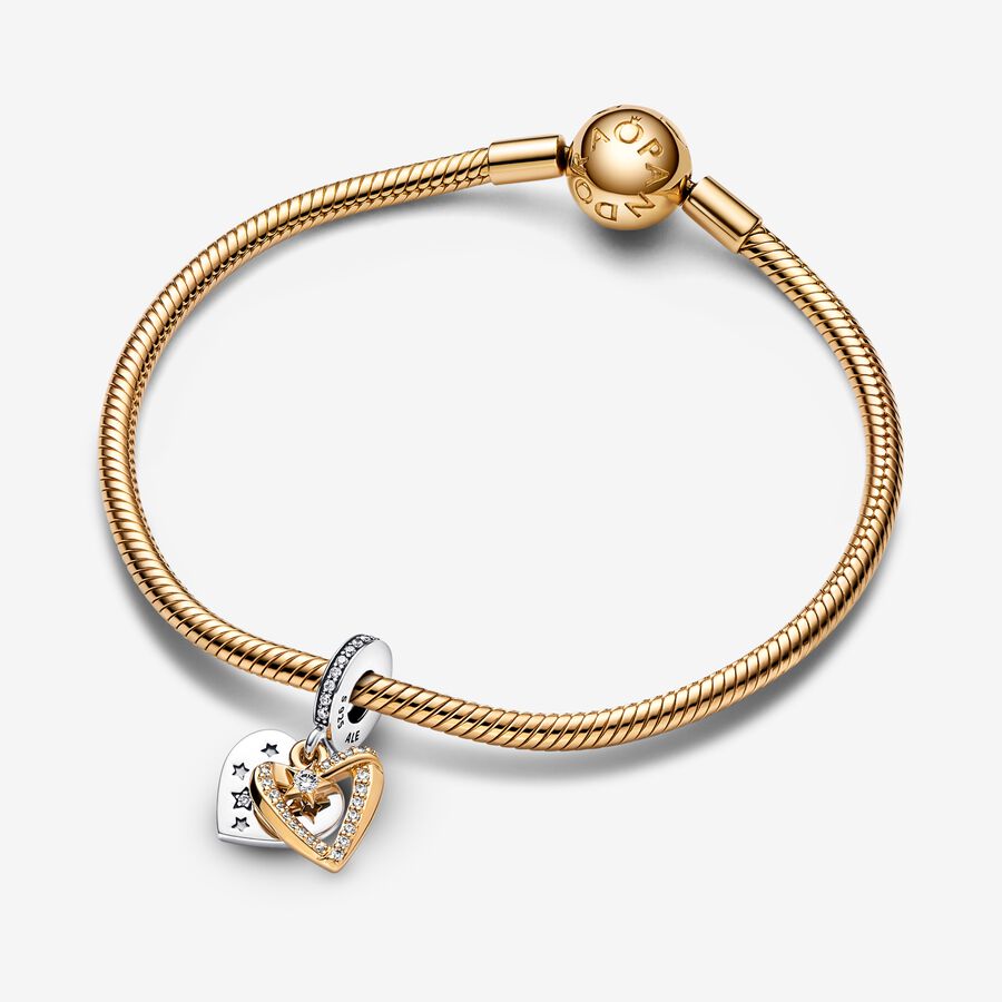 Shooting Star Hearts Double Dangle Charm