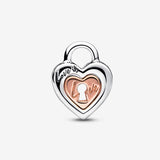 Two-tone Padlock Splittable Heart Charm