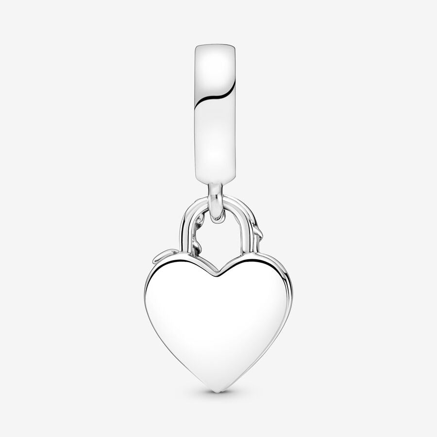 Rose Heart Padlock Dangle Charm