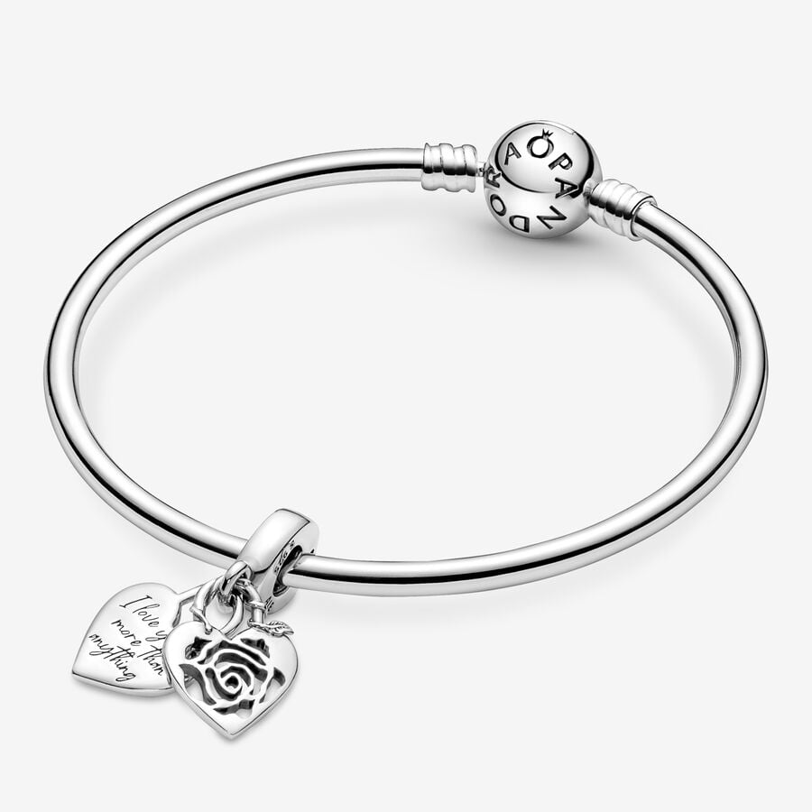 Rose Heart Padlock Dangle Charm