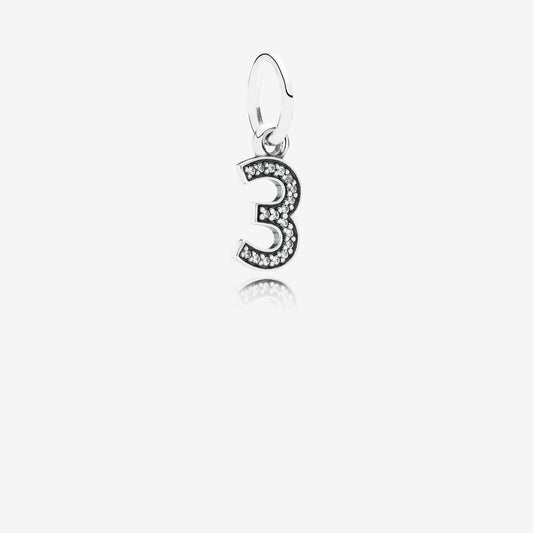 Pandora Number Three Pendant Charm 791341CZ