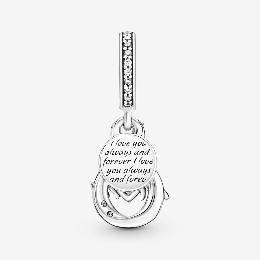 Mom Infinity Pav&eacute; Double Dangle Charm