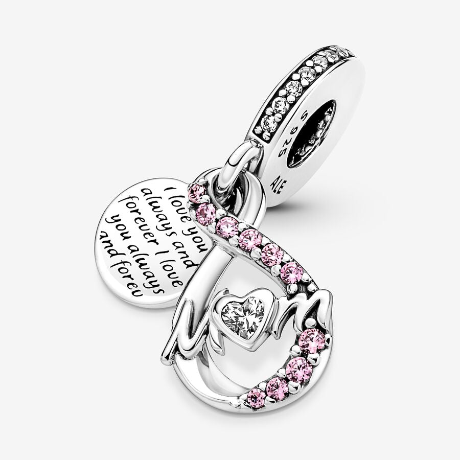 Mom Infinity Pav&eacute; Double Dangle Charm