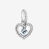 Pandora Aqua Blue Beaded Heart Dangle Charm 798854C01