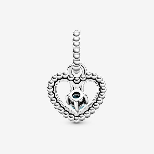 Pandora Aqua Blue Beaded Heart Dangle Charm 798854C01