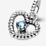 Pandora Aqua Blue Beaded Heart Dangle Charm 798854C01