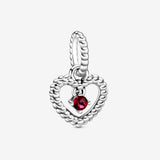 Pandora Blazing Red Beaded Heart Dangle Charm 798854C02