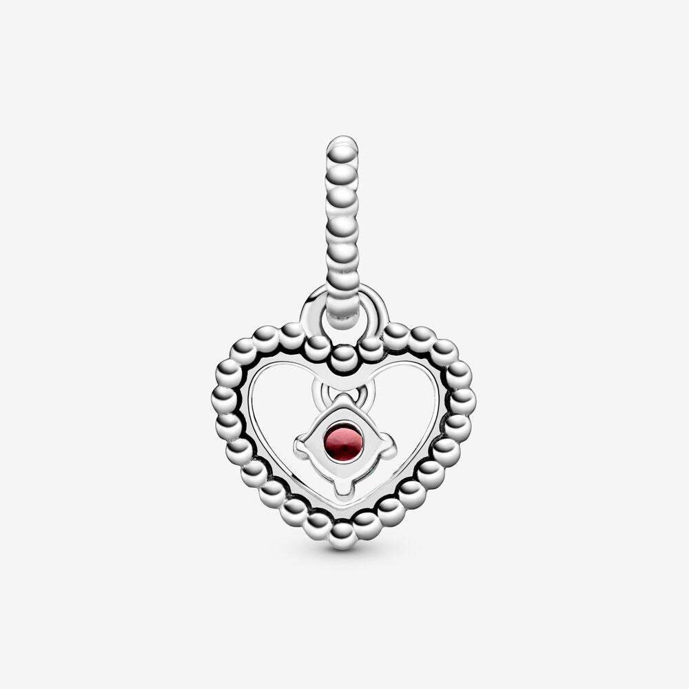 Pandora Blazing Red Beaded Heart Dangle Charm 798854C02